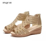 Women Summer New Fashion Women's Sandals 2023 Women's Back Zipper Shoes Rhinestones Fish Mouth Sandals Shoes for