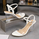 Breakj Versatile Wedge Sandal Women's Summer 2023 New Sexy Crystal Transparent High Heels With Wedge