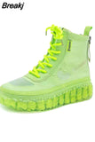 New Ladies casual Shoes Fashion Breathable Hollow High-top Shoes Women Sneakers Net Shoes Platform