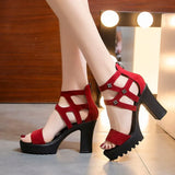 Toe Rhinestone Platform Shoes Ladies 2021 Summer Elegant Office Party High Heels Gladiator Sandals Plus Size