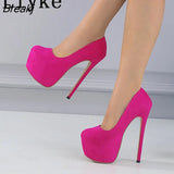 Elegant Women Party Wedding Stripper Heels Sexy Thick Bottom Round Toe Shallow Slip-On Shoes Platform Pumps Stiletto
