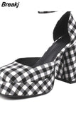 Pumps Chunky Heel Ankle Strap Shoes 2023 Spring Summer Wedding Shoes Fashion Sexy Mary Janes Pumps Big Size