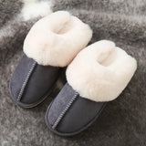 2023 New Fluffy Home Slippers Women Flat Heels Non Slip Winter Cotton Shoes Woman Indoor Faux Suede Plush Couple