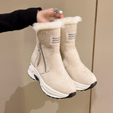 Breakj New Round Head Plus Velvet Warm Side Zipper Low Tube Flat Bottom Casual Student Women's Snow