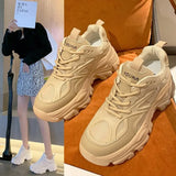 Black Dad Chunky Sneakers Casual Vulcanized Shoes Woman High Platform Sneakers Lace Up White Sneakers Women