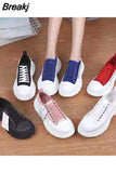 New Autumn Sports Female Heightening Vulcanized Shoes Thick-soled Tennis Platform Canvas White Sneakers Women Luxury
