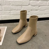 Women's Head Thick Heel Ankle Boots Fashion Ankle Chelsea Boots 2023 Fashion Elastic Socks Boots Outdoor Women's Boots