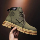 Top Boots Men Leather Shoes Fashion Motorcycle Ankle Military Boots For Men Winter Boots Man Shoes Lace-Up Botas
