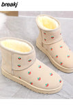Cute Shoes Women Boots Shoes Winter Boots Snow Booties Black Platform Shoes Ankle Boots Plush Warm