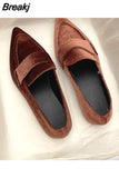 Women Flats Ballet Dance Pointed Toe Sandals Shoes 2023 Spring New Designer Loafers Shoes Suede Casual Sport Walking