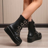 Autumn Women Ankle Boots Gothic Platform Punk Winter Martin Black High Heels Demonias Sexy Ladies Shoes Plus Size