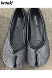 Women Flats Tabi Ninja Moccasins Round Split Toe Shallow Lazy Slip On Slingback Mules Leather Shoes Soft Loafers Slip