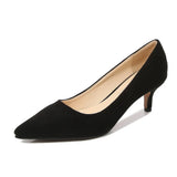 Low Heel Pumps Lady Pointed Toe Kitten Heels Female Green Flock Plus Size 43 44 45 46 Red Shoes 2023 Women 5cm High