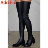 Women's Thigh High Boots Block Heel Stretch Over The Knee High Boots Lady's Platform Chunky Sexy Winter Women's