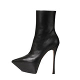 Furtado 2022 spring autumn Women's shoes mid calf Boots Pointed Toe Heels platform extreme heels rose red Boots 41 42