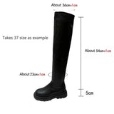 Winter Thigh High Boots Women Plus Size Slim PU Leather Long Boots Woman Fashion Platform Over The Knee Botas Mujer