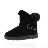 Women Winter Snow Boots Outdoor Fur Keep Warm Shoes Female Flock Slip-on Woolen Boot Solid Metal Decoration Casual Boots