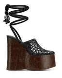 Breakj Heeled Sandals Women 2025 New Wear Thick-Soled Wood-Grass Waterproof Table Sandals Metal Stud