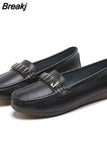 Flats Women Shoes Loafers Genuine Leather Women Flats Slip On Women's Loafers Female Moccasins Shoes Plus