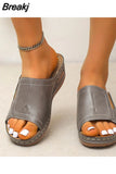 Women Wedge Sandals 2023 Summer Roman Style Open Toe Women's Sandals Vintage Non Slip Leather Casual Beach Shoes Zapatos