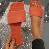 Flat-Bottom Hairy Slippers Women's New Square Head Presses Towel Cotton