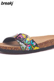 2023 New Fashion Summer Outside Cork Slipper Women Casual Beach Mixed Color Slides