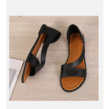 Summer Shoes Women Sandals Flat Beach Shoes Woman Plus Size Gladiator Solid Sandal Comfort Leather