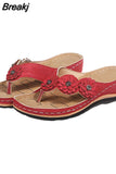 Appliques Slippers 2023 Summer Women Vintage Flip Flop Ladies Wedges Comfortable Shoes Female Sewing Slides Plus