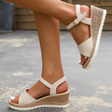 Ankle Buckle Wedges Sandals for Women Summer 2023 Patchwork Platform Sandles Woman Thick Sole Gladiator Sandalias