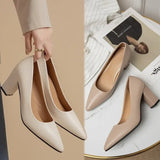 Heels Women 2023 New Korean Style Pointed Shallow Mouth Thick Heel Fashion Shoes Sapatos De