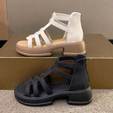 Breakj Sole Temperament Sandals Women 2023 Summer New Fashion Soft Sole Back Zipper Fairy Wind Roman