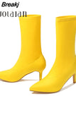 Sock Boots Thin Heel High Heels Elastic Ankle Boots Pointy Toe Women Shoes Sexy Party Ladies Comfort Boots