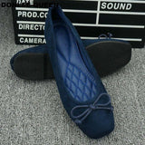QUEEN Women Casual Flats Shoes Slip On Loafers Spring Autumn Flock Solid Flat Ballet Shoe Soft Moccasin Shallow
