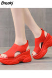 Straps Espadrilles Platform Clogs Wedge Female Shoe 2023 Women's Open Toe Increasing Height High Heels Muffins shoe