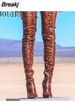 Women Over The Knee Boots Leather Thigh High Boots 2023 Autumn Winter Ladies Fashion 10.5CM high Heel Boots Long Shoes