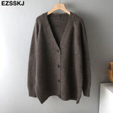 spring autumn sweater long sweater Cardigan Women v-neck Knitted Jacket Cardigan Sweater Female elegant Coat out
