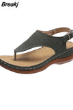 Summer Women Buckle Strap Sandals Casual Ladies Solid Clip Toe Shoes Thong Sandals Gladiator Footwear Wedges