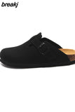 2023 New Outside Buckle Cork Slipper Casual Men Solid Color Beach Non-slip Closed Toe