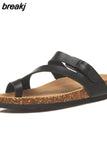 2023 New Women Summer Cork Slippers Casual Slip on Beach Outside Slides Flip Flops