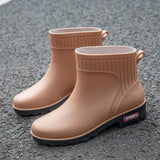 Ladies Rain Boots Waterproof Low Tube PVC Sleeve Foot Kitchen Car Wash Convenient Non-Slip Rubber
