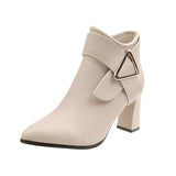 Spring/summer New Korean Version of High Heel Short Boots Female Thick Heel Pointed Fashion Short Ankle Boots