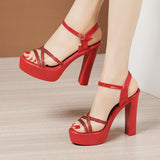 High-Heeled Model Sandals Women's Summer New Cheongsam Walking Sandals Waterproof Platform Thick Soles Large Size Open-Toed