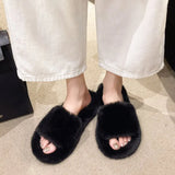 Breakj Thick-Bottomed Fur Slippers Wearing Autumn New Fashion Slope And Loose Cake Bottom-Size Cotton