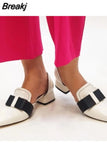 2023 Women's Single Shoes Low Thick Heel Pointed Sandals Handmade Women's Shoes Spring Autumn Plus Size Loafers