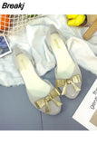 Fashion Daily Ladies Four Seasons Sandals Bow Knot Baotou Solid Color Flat Outer Casual