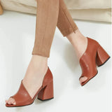 New High-Heeled Shoes women Summer wedge women's breathable fish mouth shoes side empty single shoes solid color