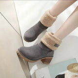 Women's Ankle Boots 2023 Warm Plush Snow Boots Women High Heels Size 43 Women Non Slip Turned Over Edge Short Boots Botas