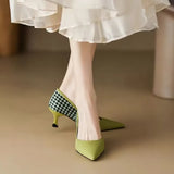 Pointed Toe Stiletto High Heels Elegant Shallow Women Shoes Spring Autumn Leather Single Shoe Temperament Women