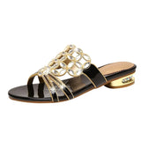 Women's sandals fashion new slippers women's sandals leather slippers thick heel diamond large size sandals