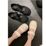New Arrival Women Pumps Round Toe Platforms Hook&Loop Genuine Leather Thick High Heels Shoes Woman Size